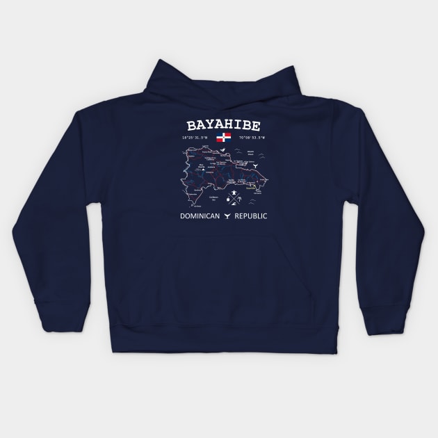 Bayahibe Dominican Republic Flag Travel Map Coordinates GPS Kids Hoodie by French Salsa